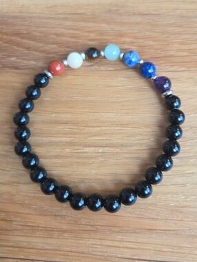 Seven Chakra Beads Bracelet, Hand Crafted, Stretch